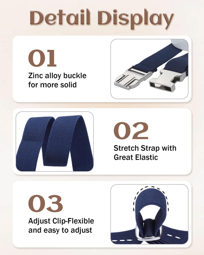 Kajeer Boy Kids Belt, Toddler Elastic Belts, Easy Clasp Adjustable Child Zinc Alloy Buckle Belt for Boys Girls 2 PCS (Navy Blue/Black) - Image 3